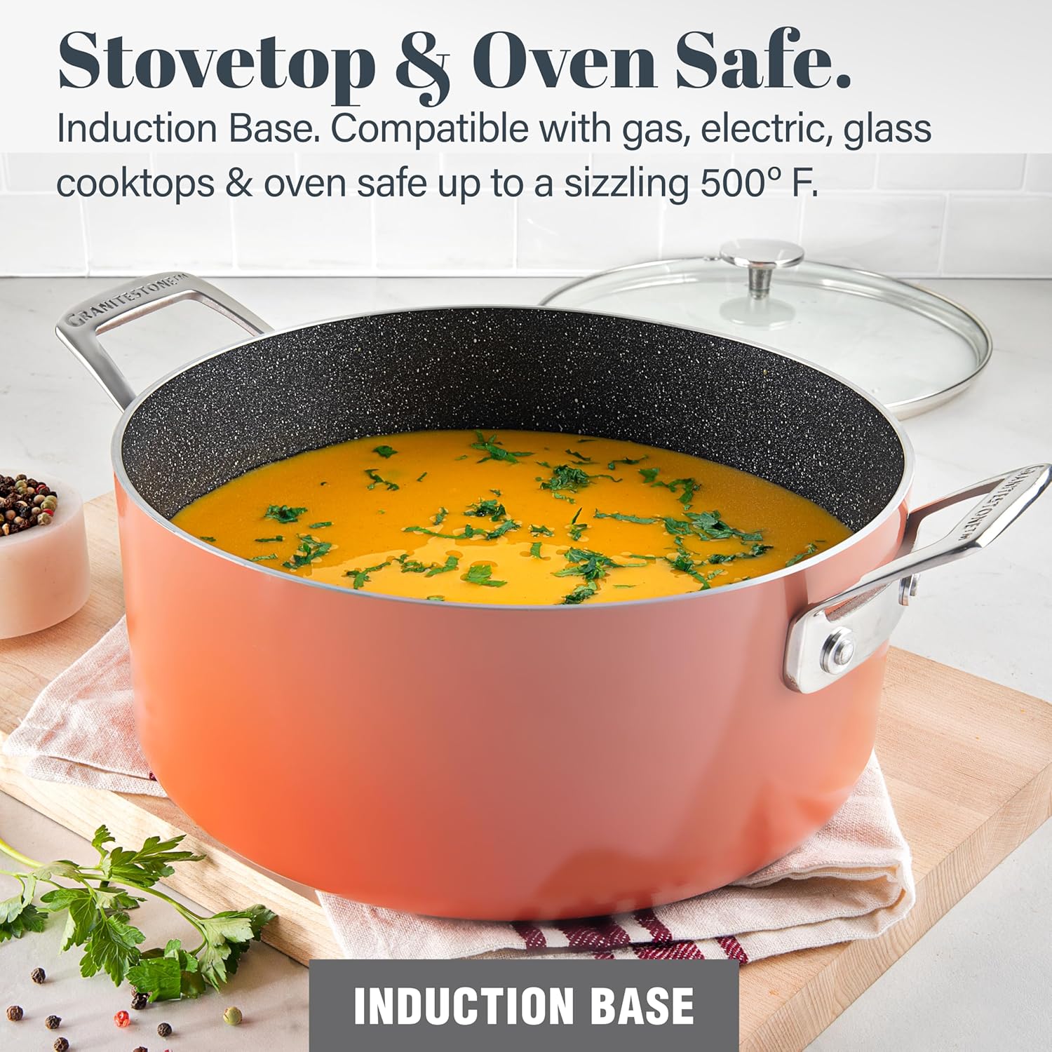 Granitestone 5 Qt Enamel Nonstick Stock Pot with Lid