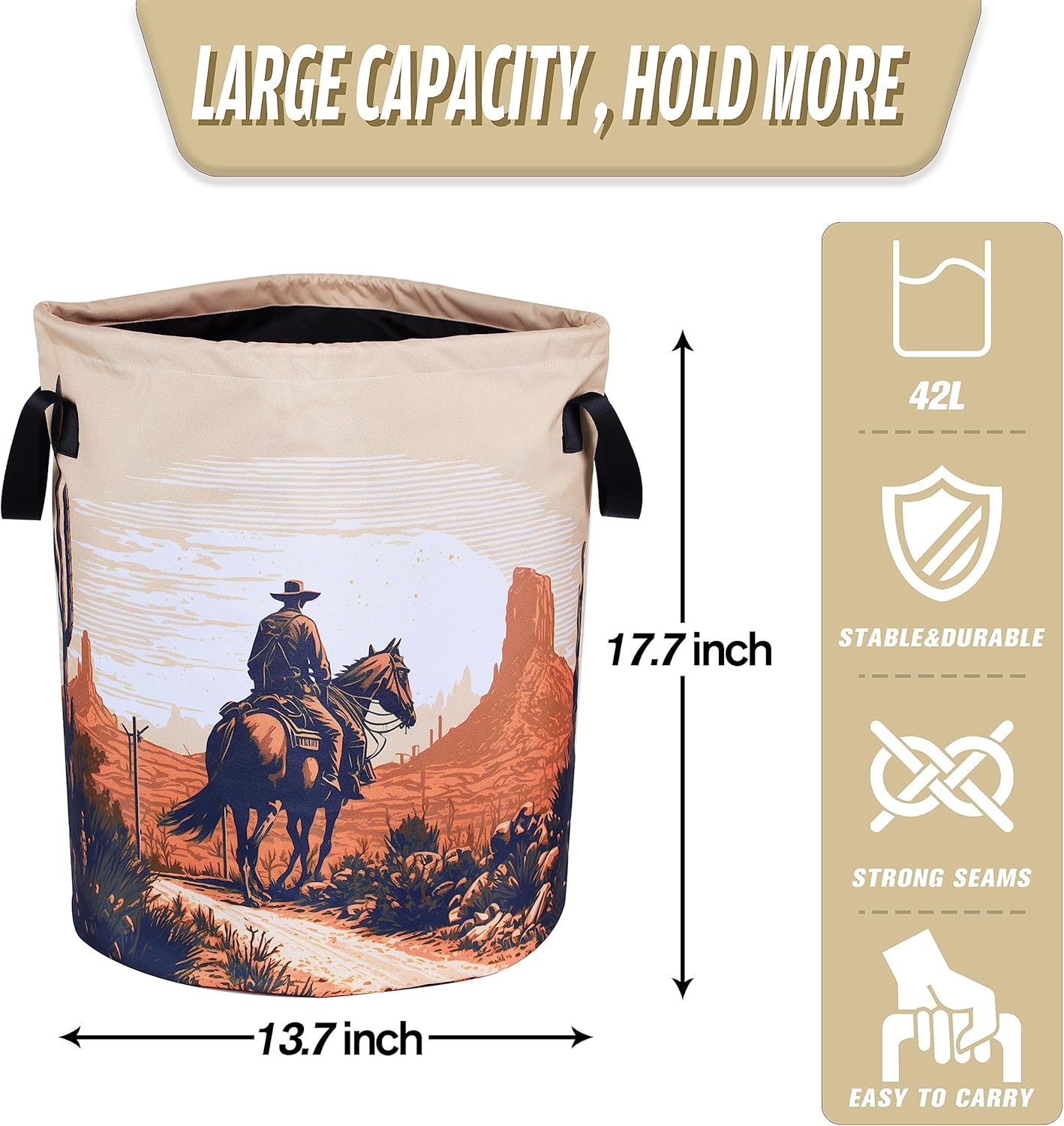 Western Cowboy Style Folding Laundry Basket