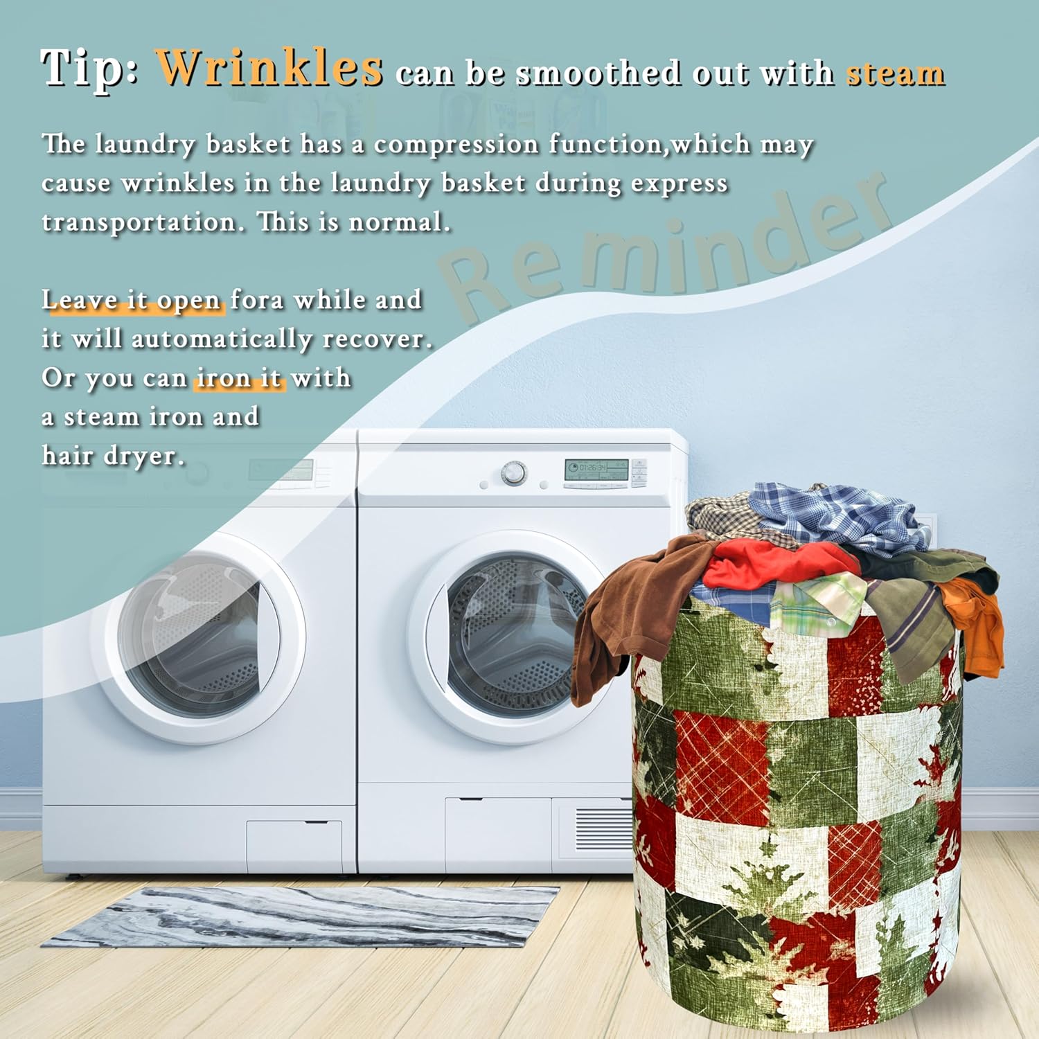 Christmas Laundry Basket with Tree Print Foldable Oxford Tote Bag
