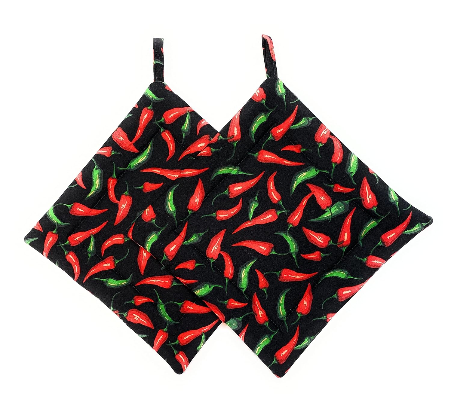 Chili Pepper Set Red Green Trivets for Oven Protection