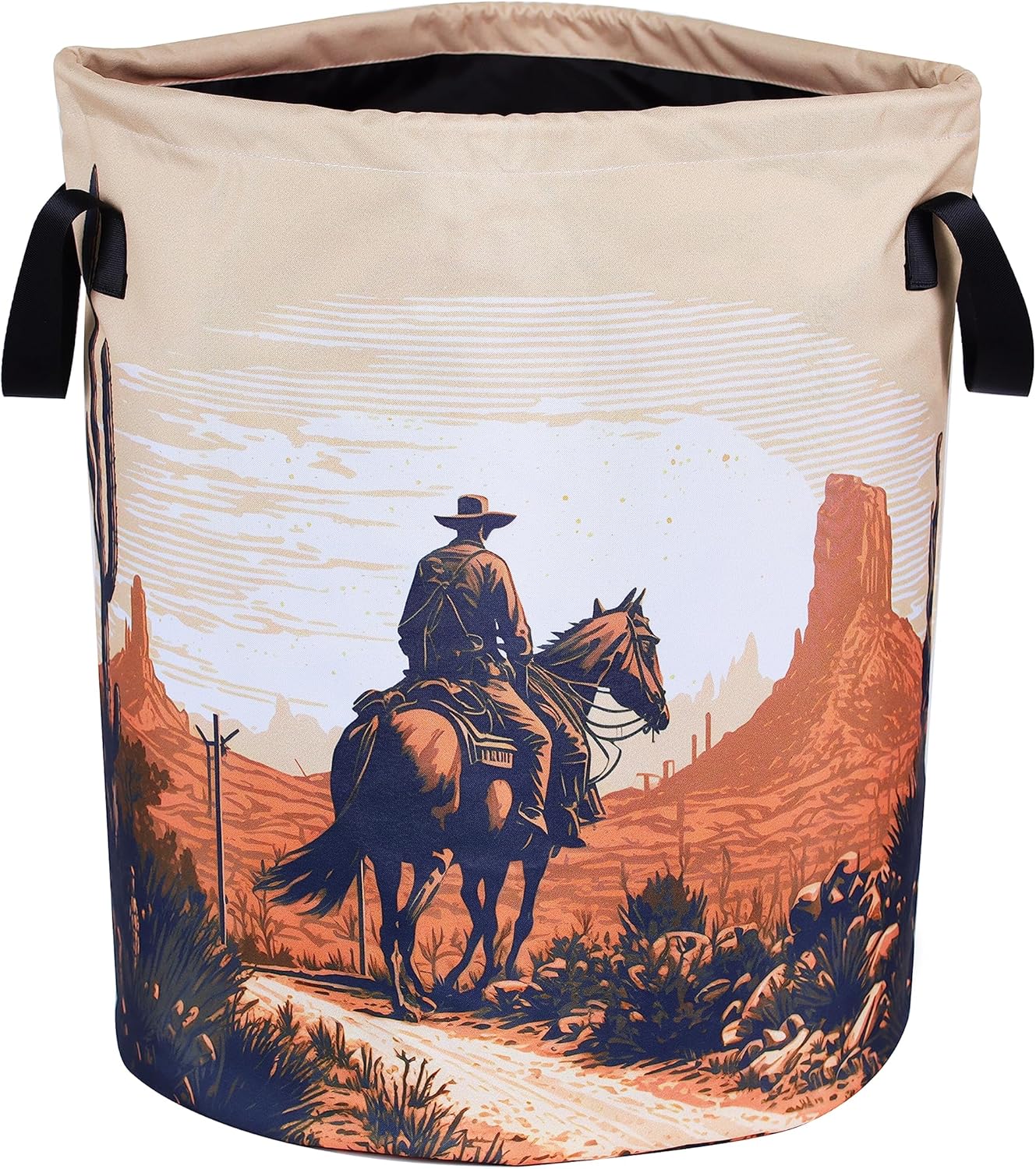 Western Cowboy Style Folding Laundry Basket