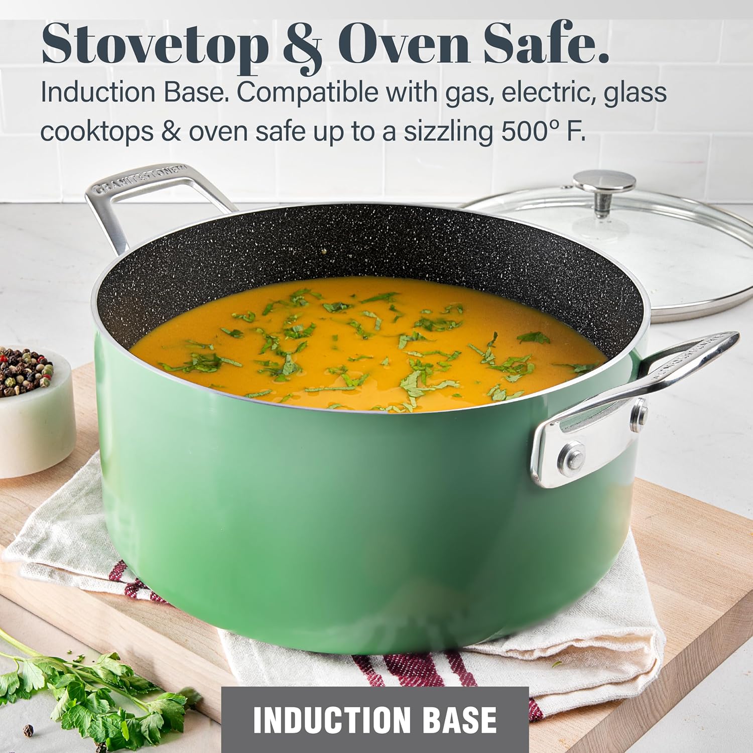 Granitestone 5 Qt Nonstick Enamel Stock Pot with Lid