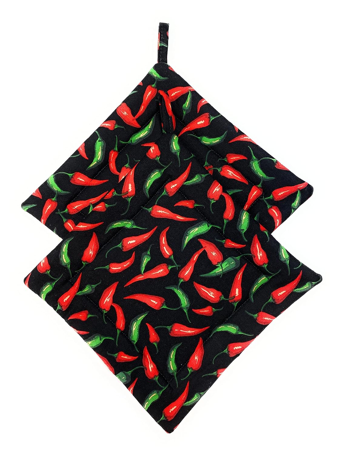 Chili Pepper Set Red Green Trivets for Oven Protection