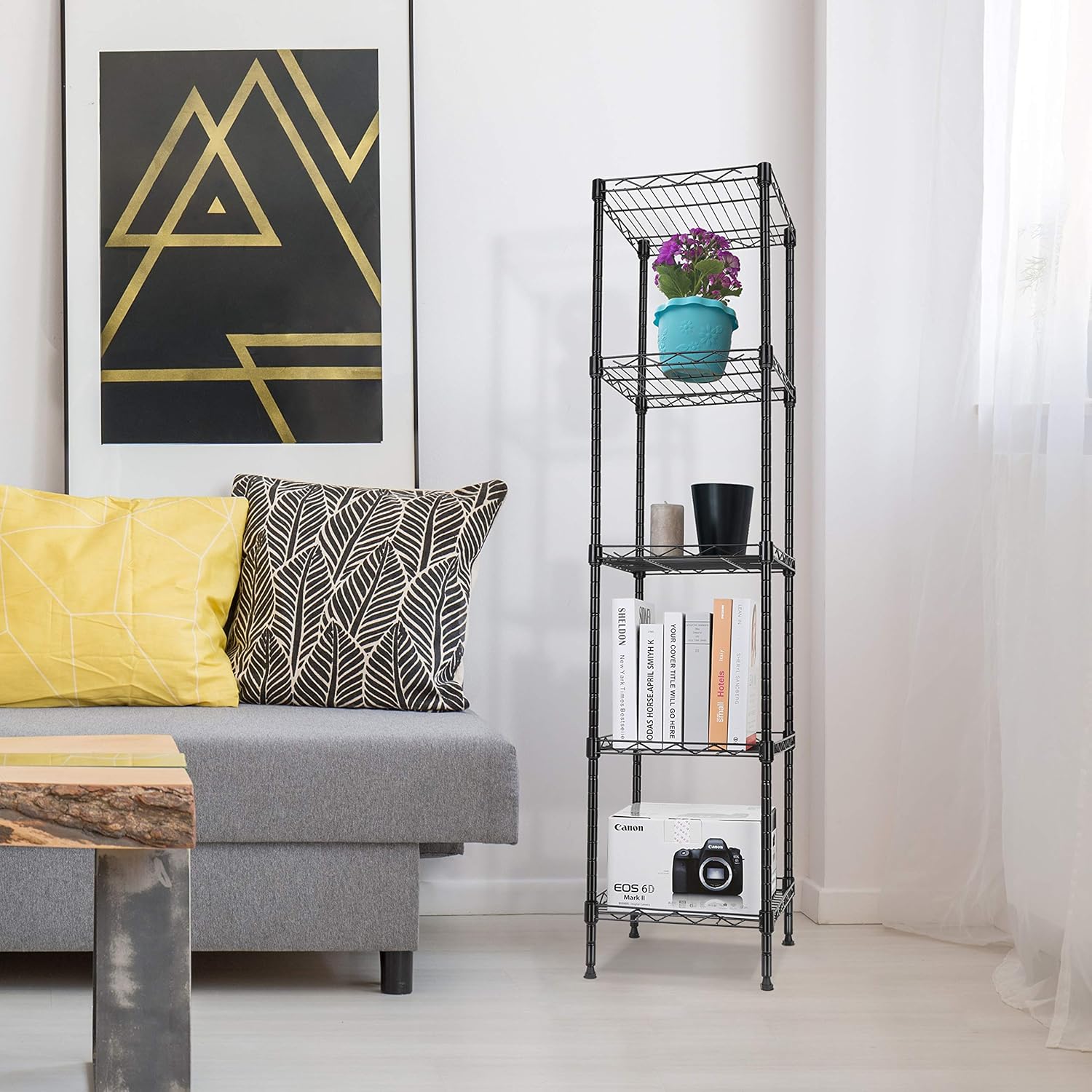 GIOTORENT 5 Tier Metal Standing Shelf Unit Black