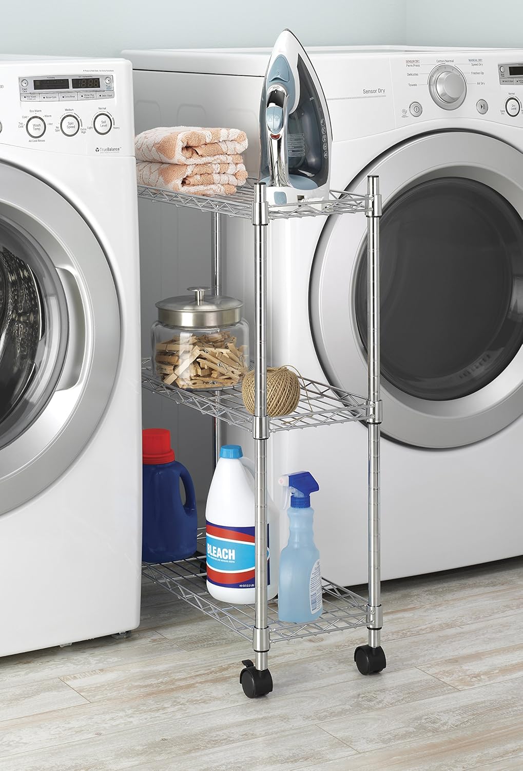 Supreme Laundry Cart Durable Versatile Storage Solution - Chrome