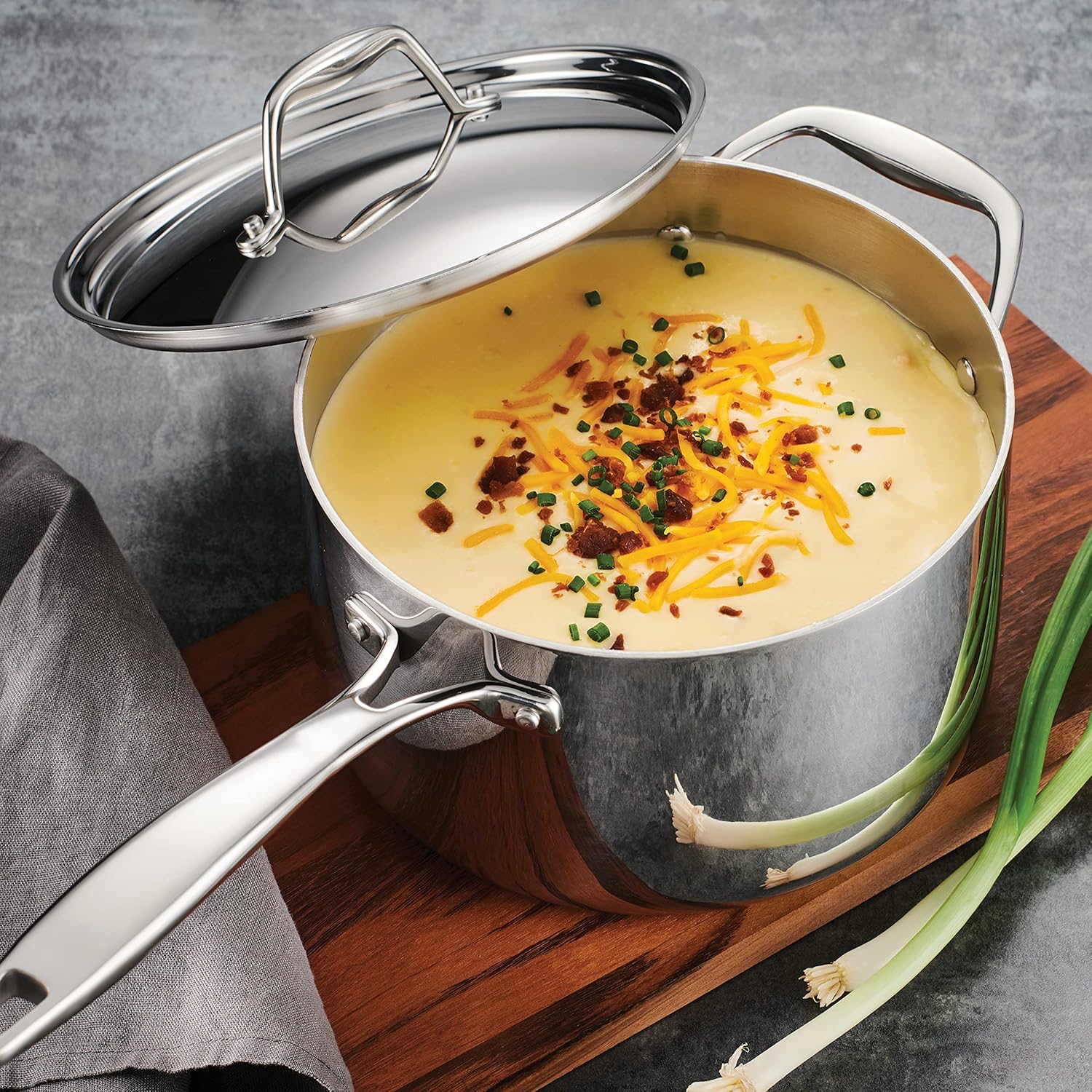 Tramontina Tri-Ply Clad Stainless Steel 4-Quart Sauce Pan with Lid