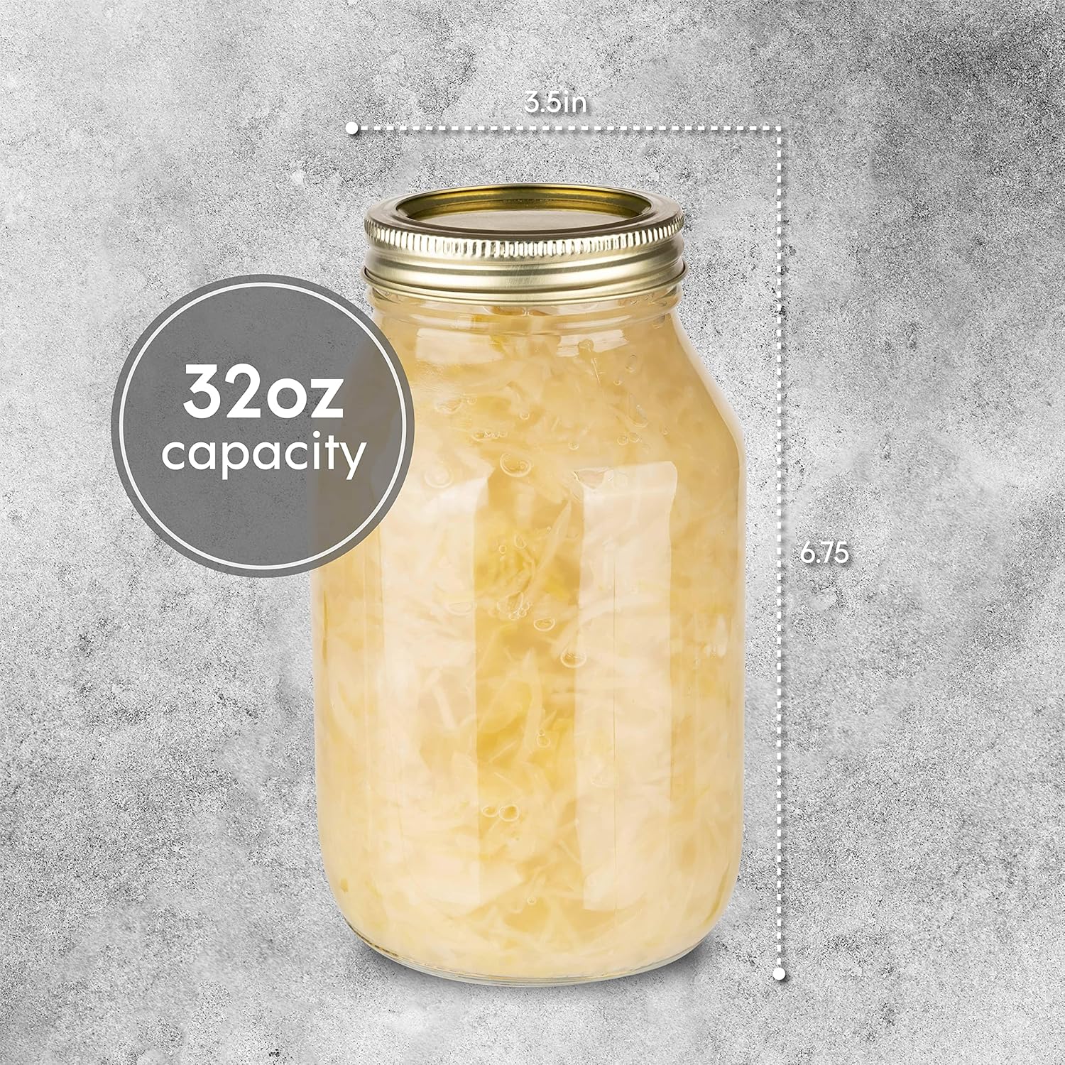 kitchentoolz 32-Ounce Canning Jars 4 Pack with Gold Lids